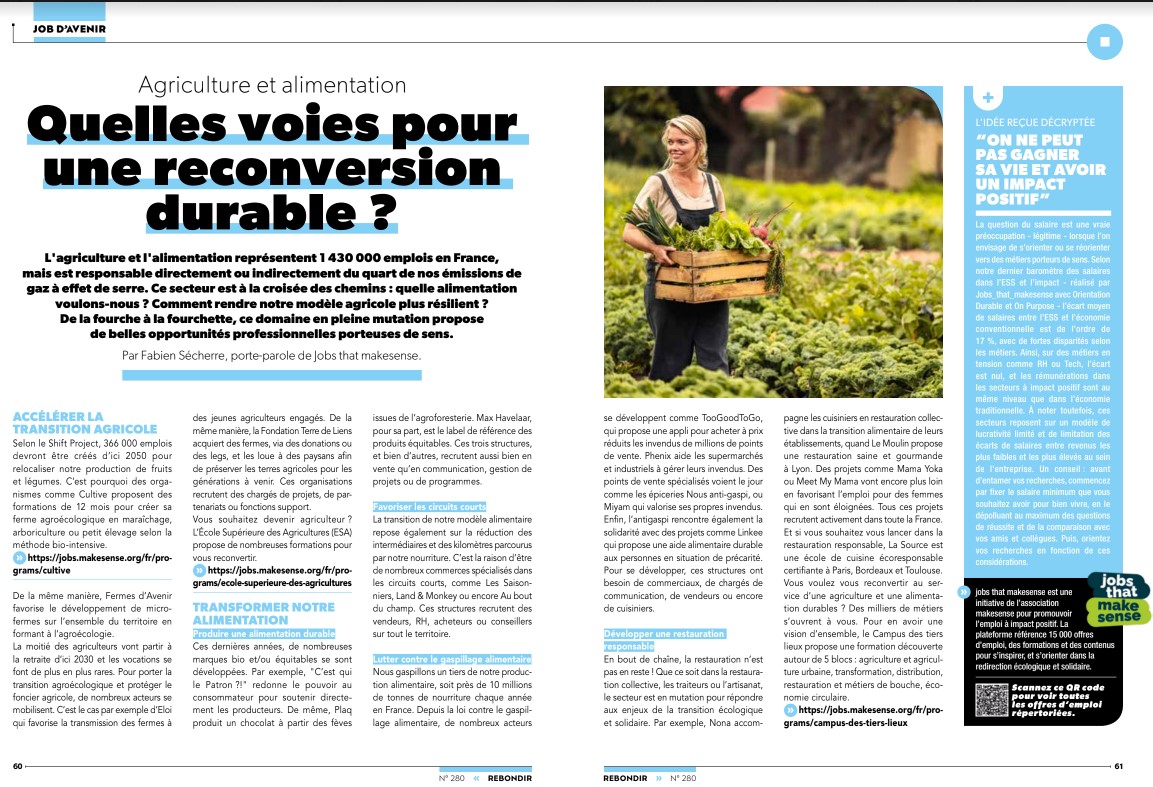 Le magazine Rebondir cite le Moulin dans son article dédié à l'alimentation durable.