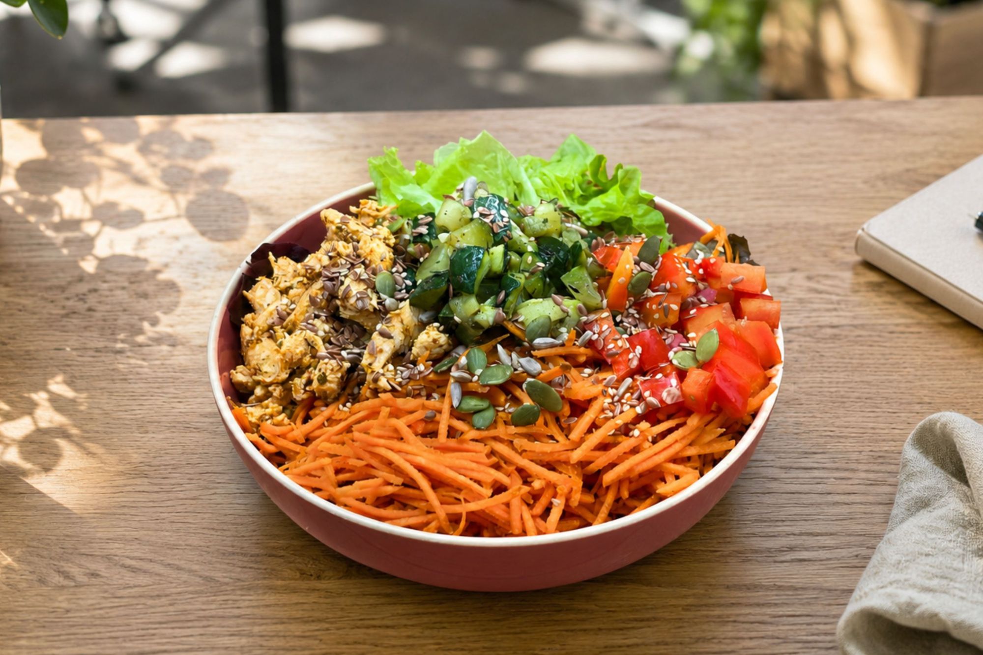 Salade poulet et légumes du soleil – livraison repas Lyon Le Moulin